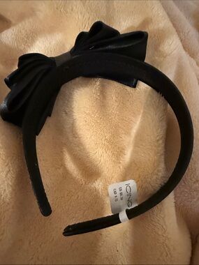 Icing Black Faux-Leather Bow Headband